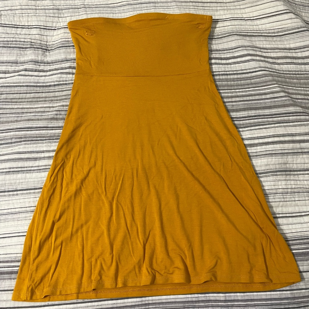 Forever 21 Yellow Strapless A-line Dress
